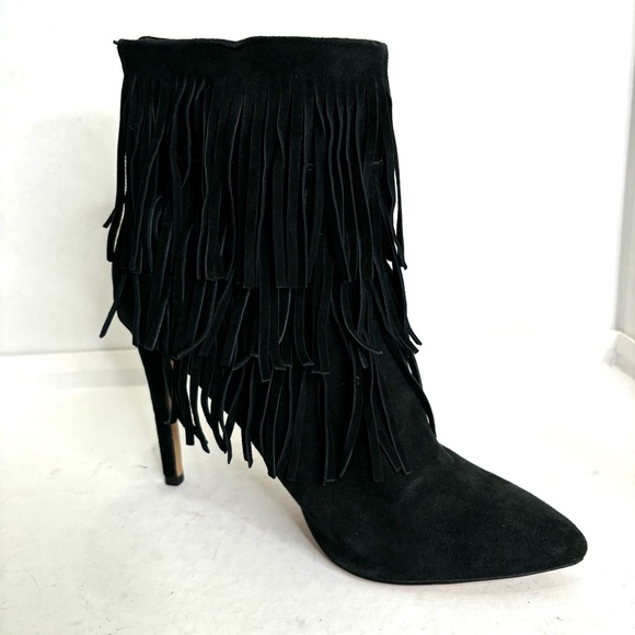 Steve Madden Flapper Black Suede Fringed Boots Sz 7M - Picture 11 of 14